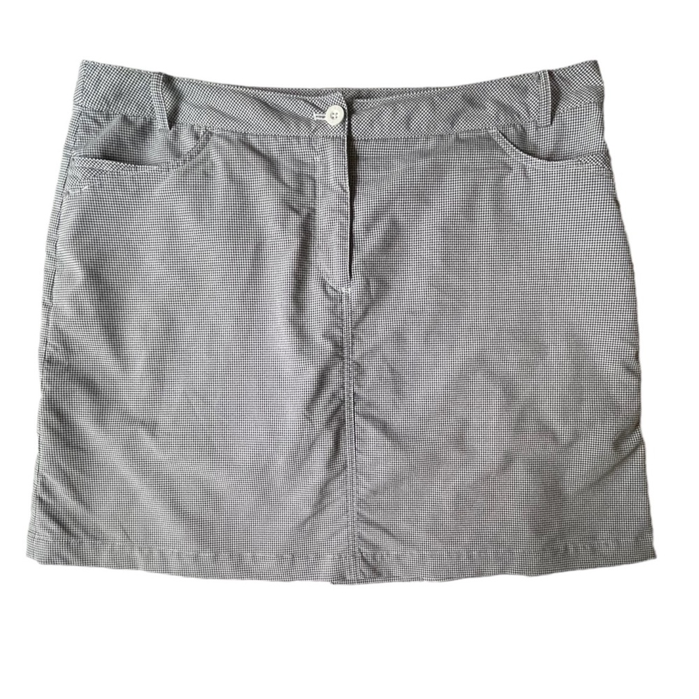 Women’s Gray Micro-Check Skort with Built-In Shorts